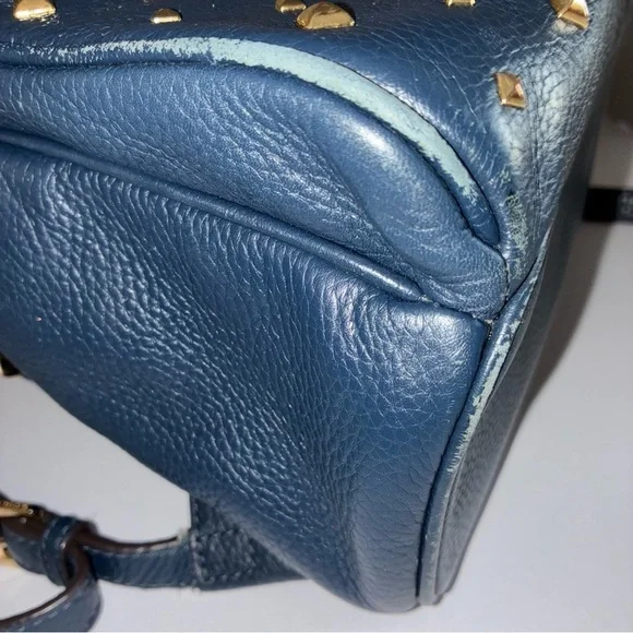Michael Kors Abbey Backpack Medium Navy Blue Leather Studded *READ - Picture 8 of 14